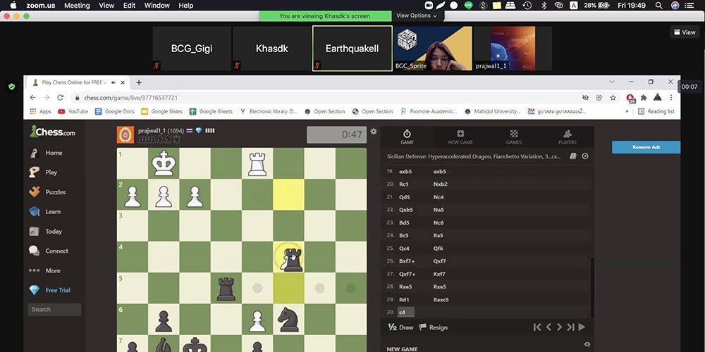 Board Game Club Hosts Online Chess Tournament