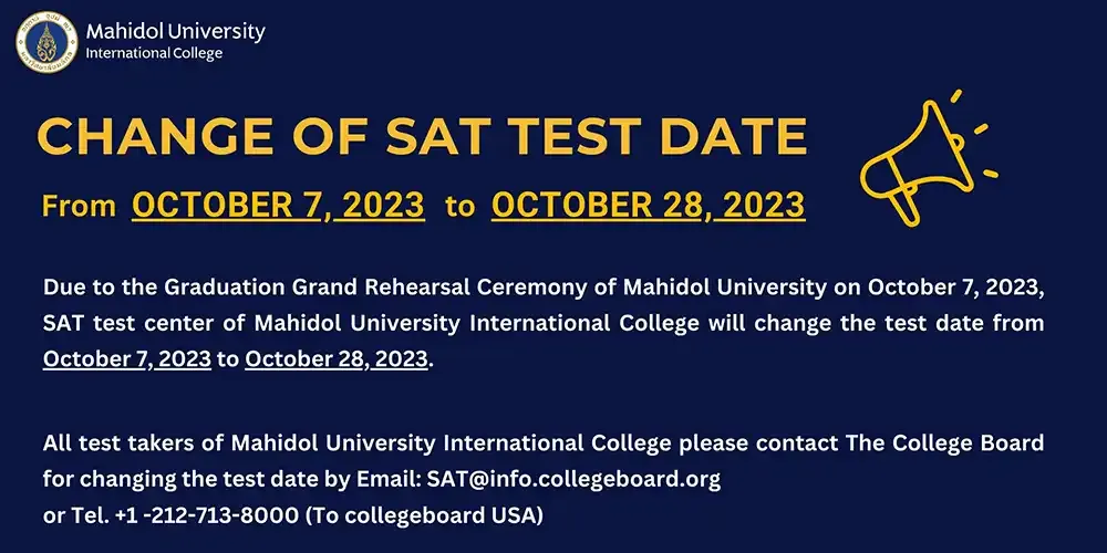 Announcement of Change of SAT Test Date