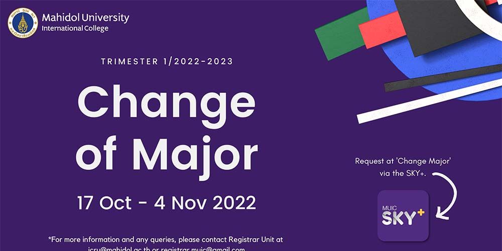 Change of major Trimester 1/2022-2023