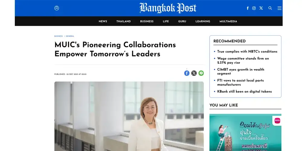 MUIC Dean’s Article Appears on Bangkok Post￼