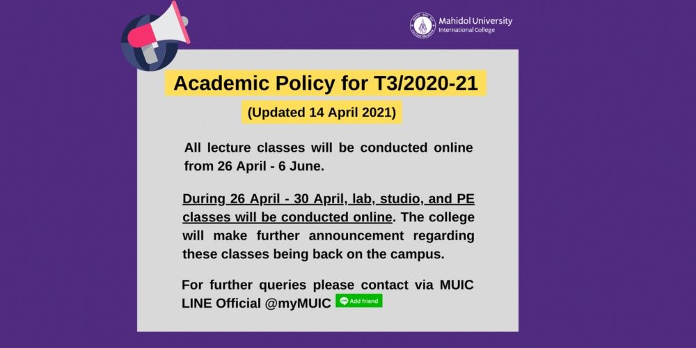 Academic Policy for T3/2020-21 (updated 14 April 2021)