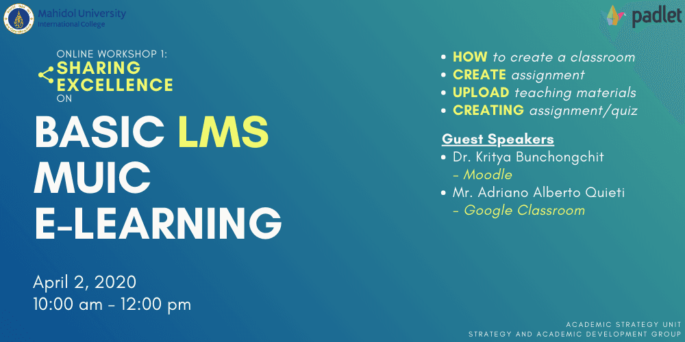 Online Workshop: Basic LMS – Moodle and Google Classroom