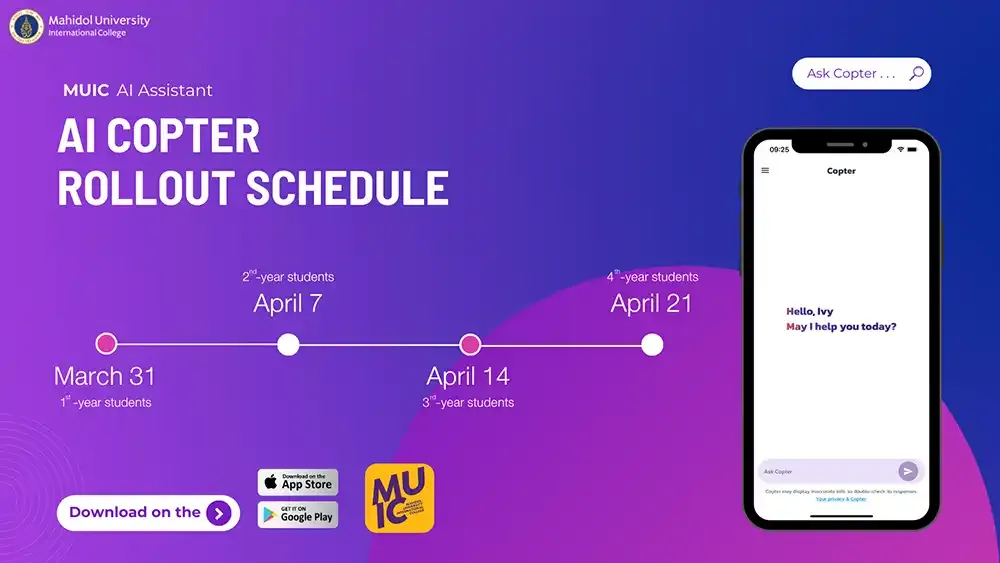 MUIC Successfully Launches AI Copter, a Digital Innovation that Acts as Personal Assistant for its Students