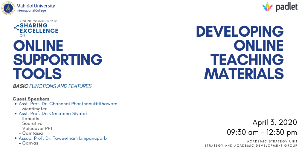 Online Workshop: Online Supporting Tools & Developing Online Teaching Materials