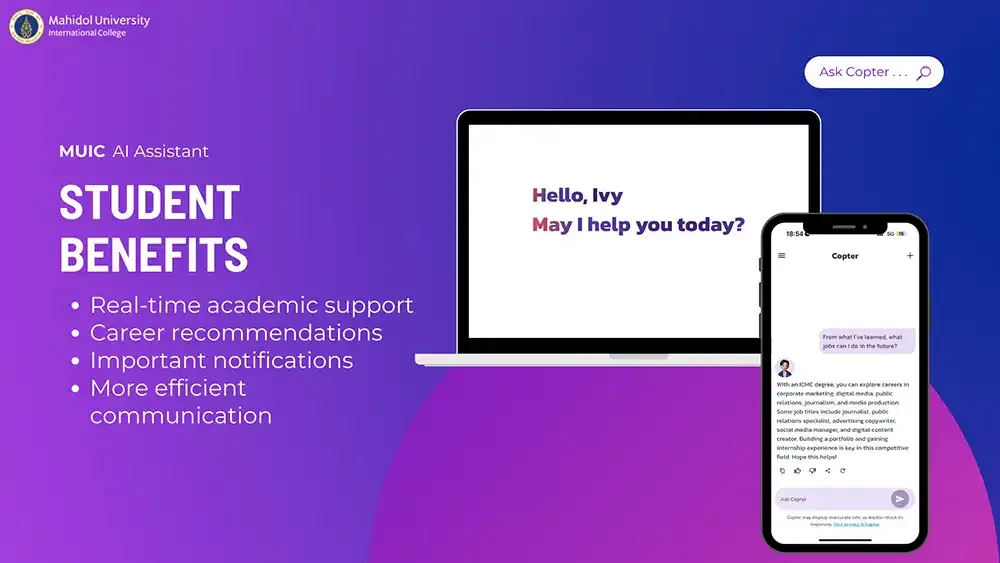 MUIC Successfully Launches AI Copter, a Digital Innovation that Acts as Personal Assistant for its Students