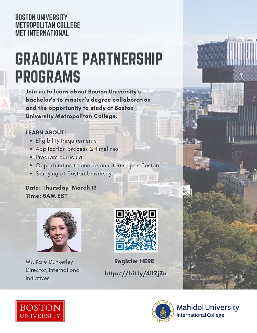 Boston University MET International Bachelor&#8217;s to Master&#8217;s Degree Information Session