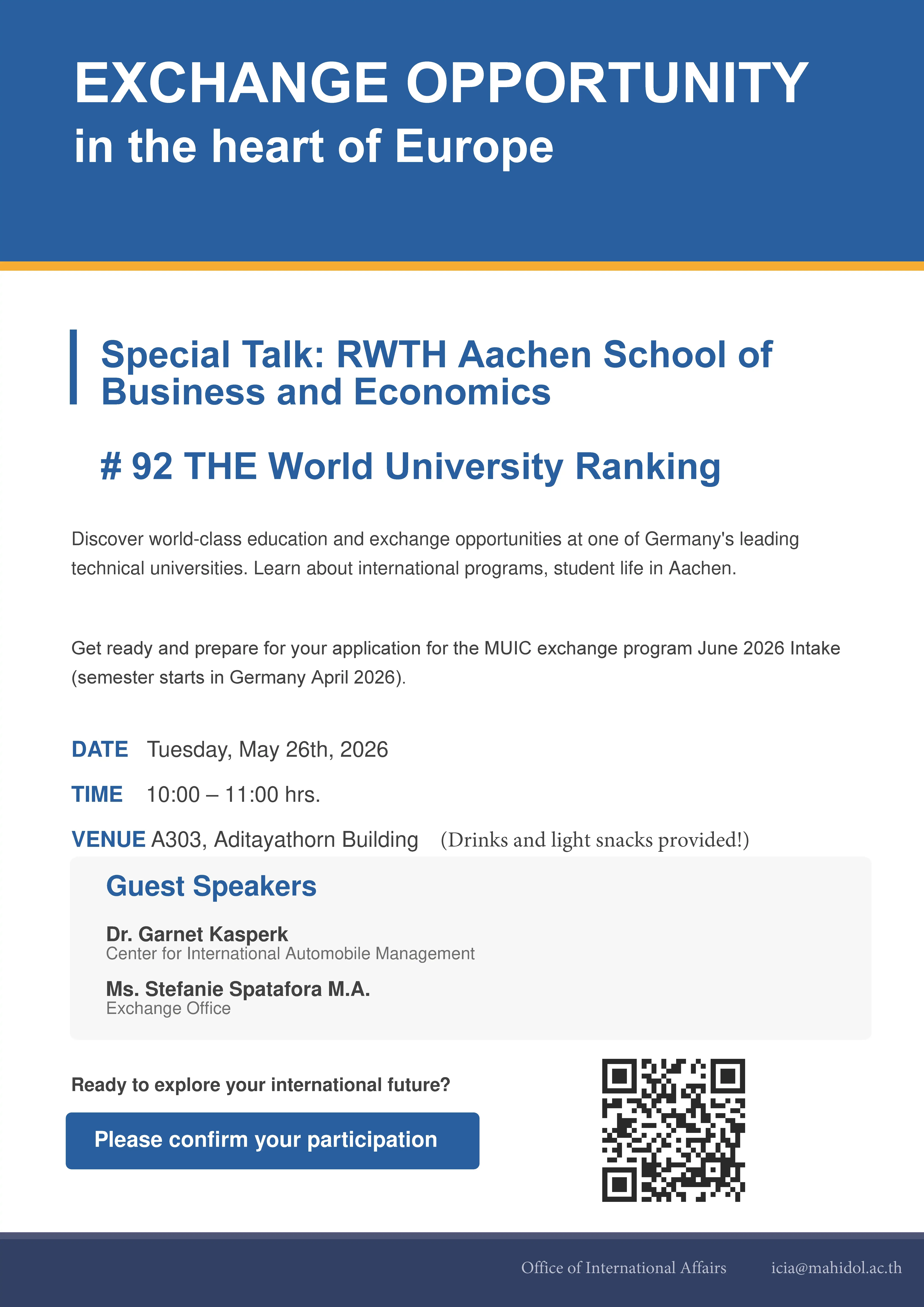Special Talk with RWTH Aachen School of Business and Economics 