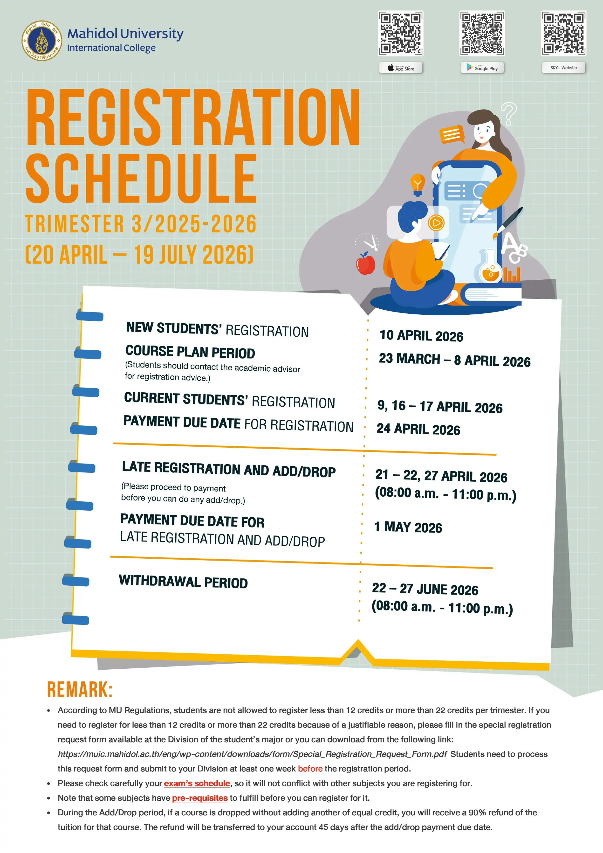 Registration Announcement for Trimester 3/2025 – 2026