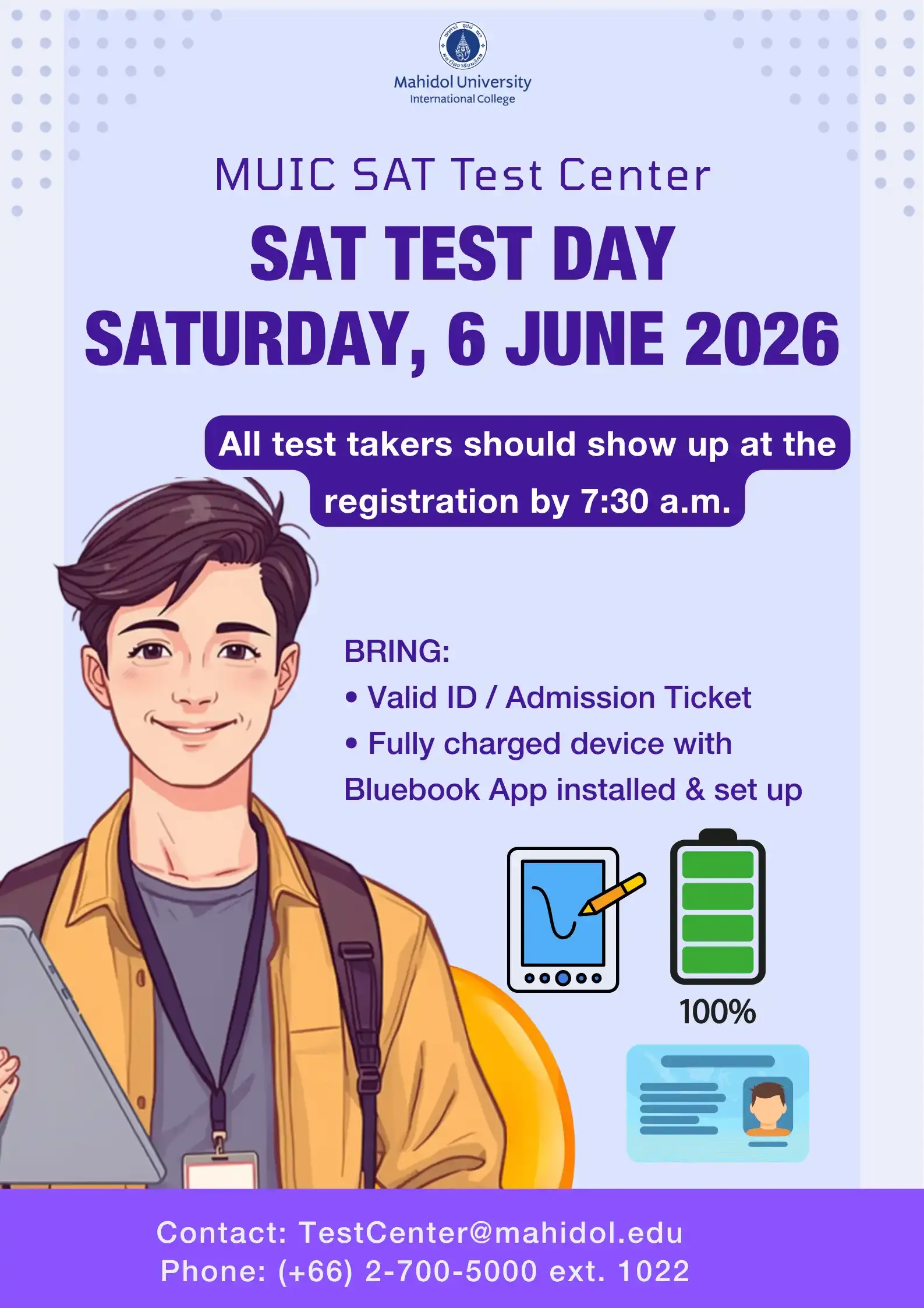 Announcement for SAT Test Takers on Saturday 6 June, 2026