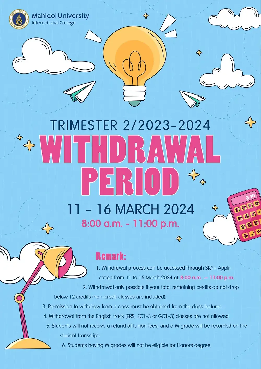 Withdrawal Period Trimester 2/2023-2024