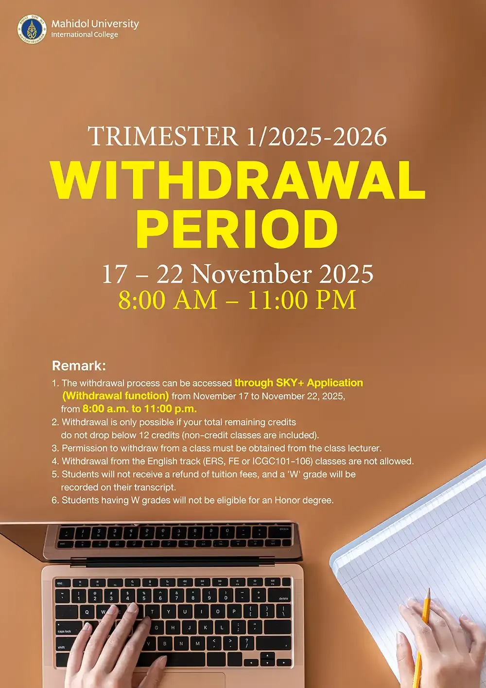 Withdraw Period Trimester 1/2025 – 2026