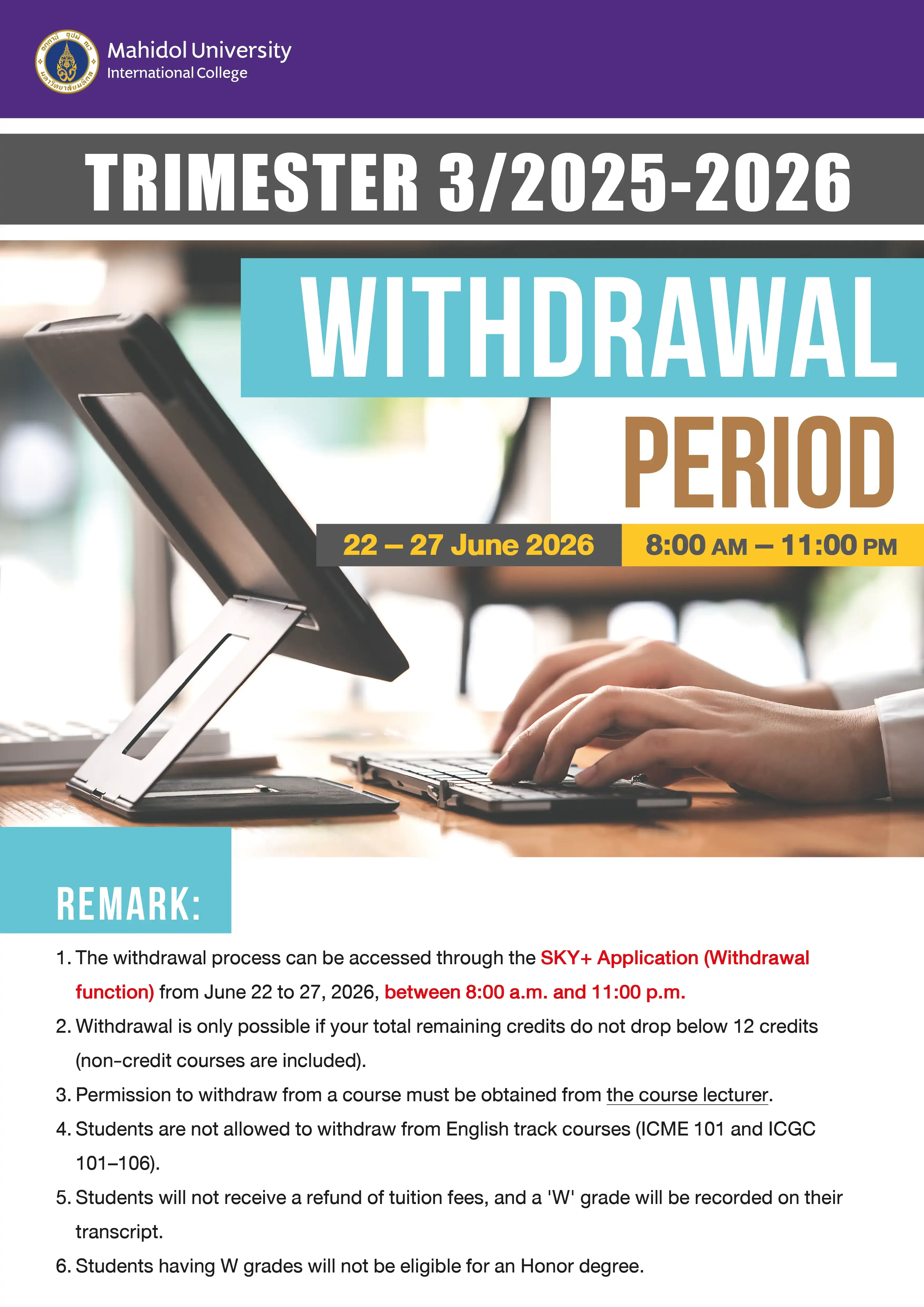 Withdrawal Period Trimester 3/2025-2026 