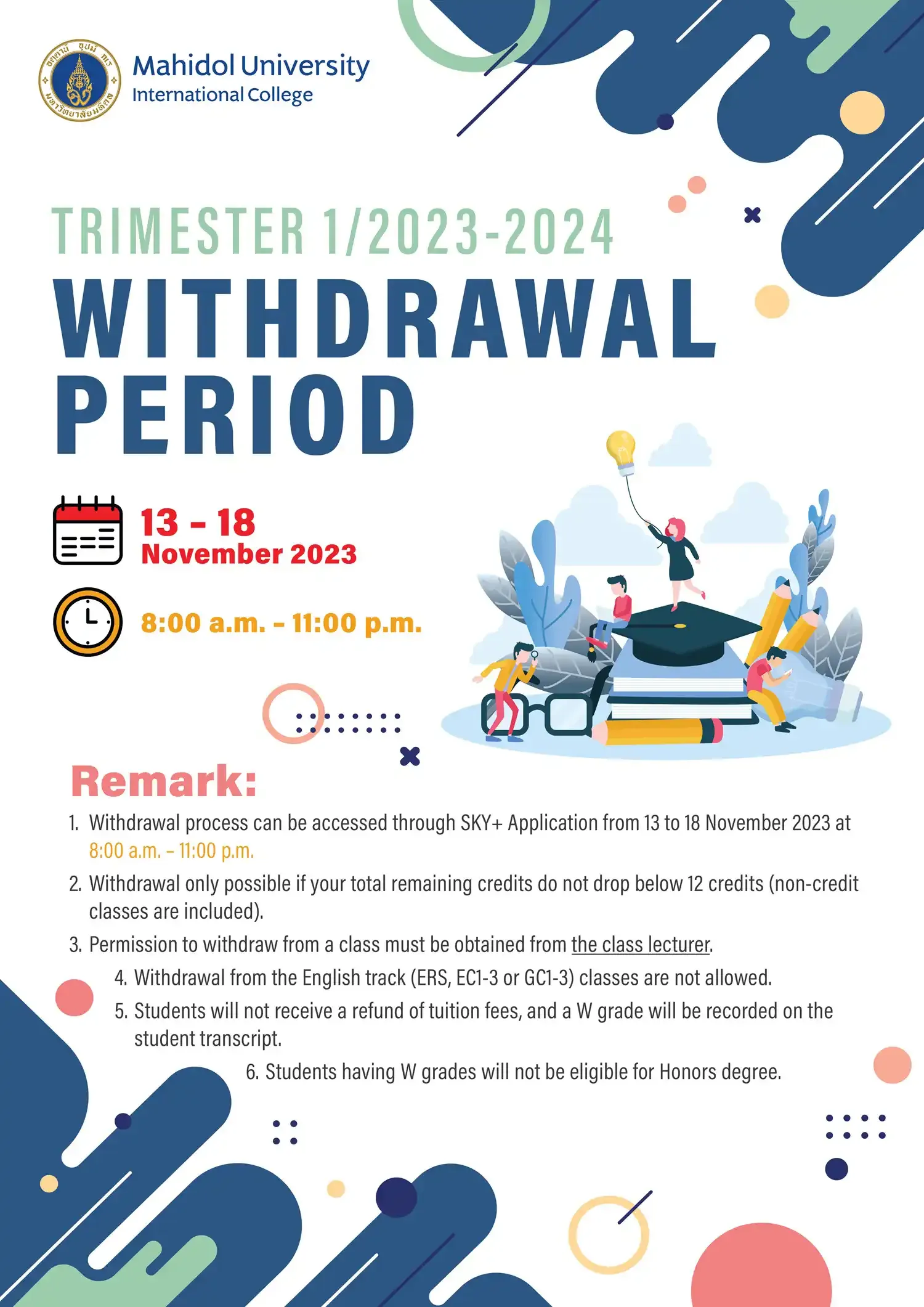 <strong>Withdrawal Period Trimester 1/2023 – 2024</strong>