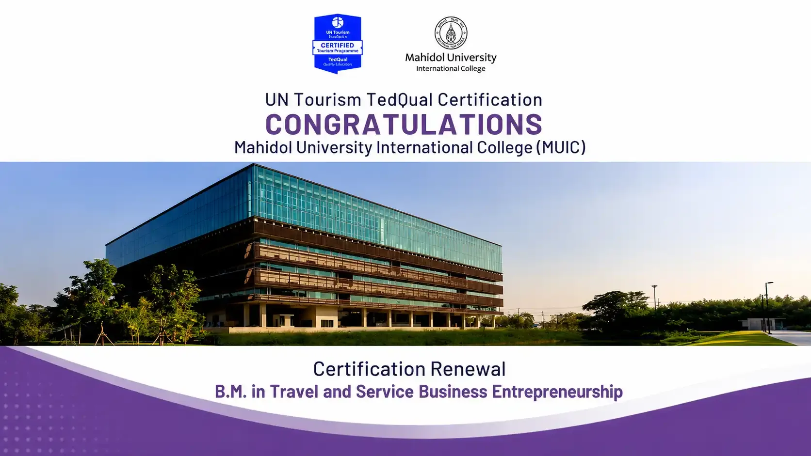 MUIC’s THM Major Gets TedQual Certification Renewal