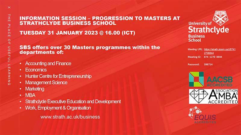 Information Session Progression To Masters At Strathclyde Business School￼