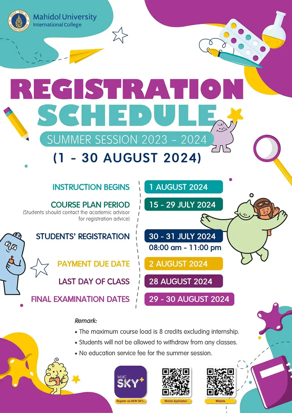 Registration Schedule Summer Session 2023 &#8211; 2024