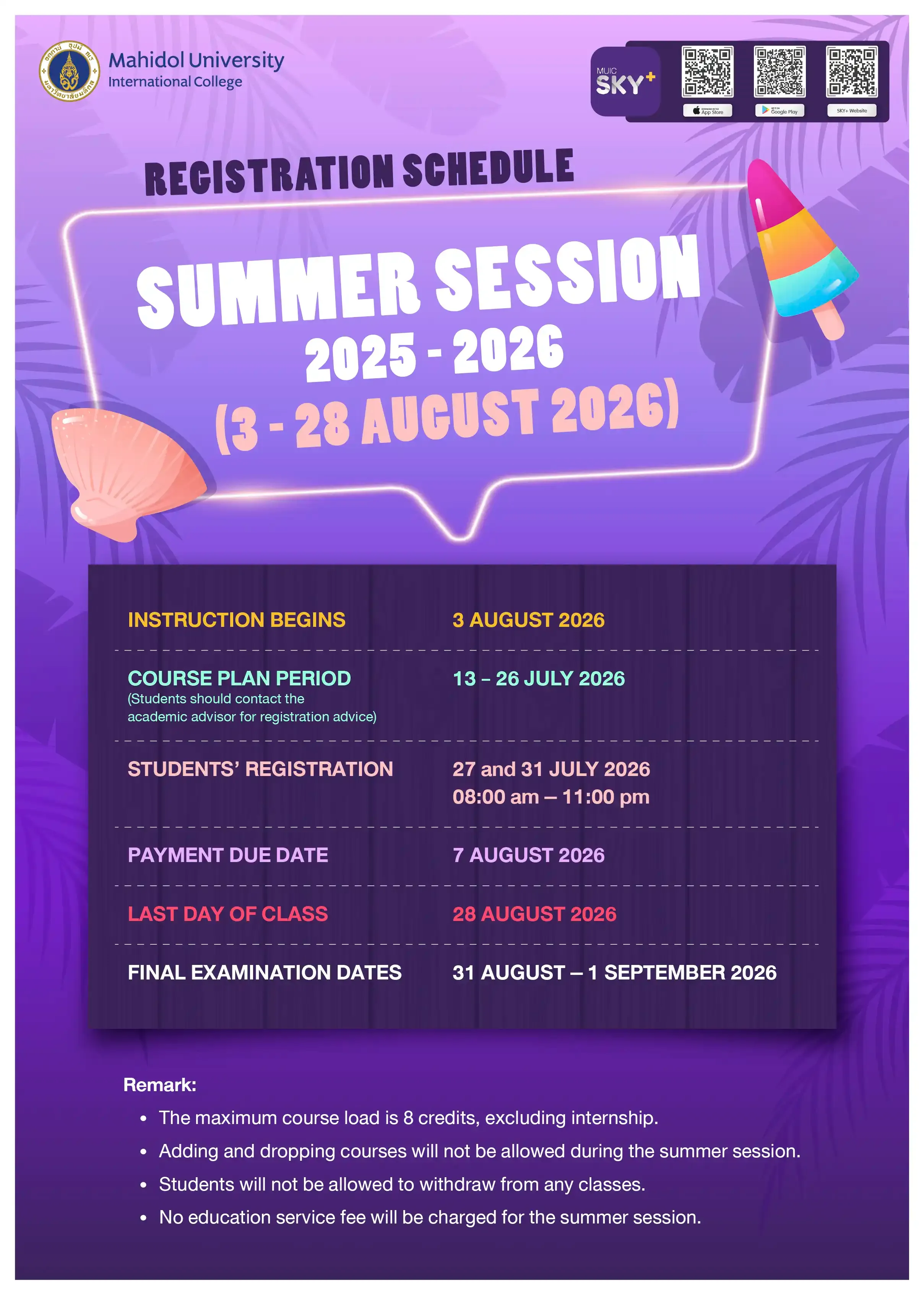 Registration Period for Summer/2025-2026