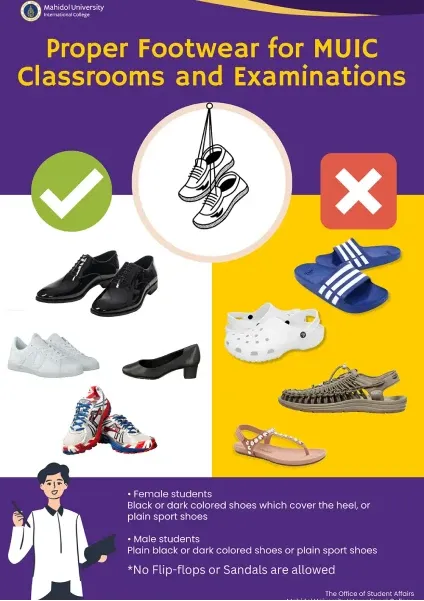 Proper Footwear for MUIC Classrooms and Examinations